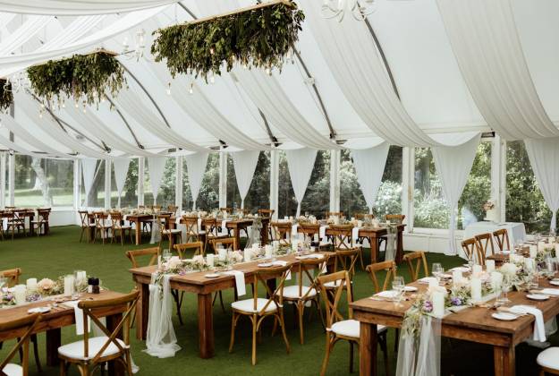 Wedding set up in marquee